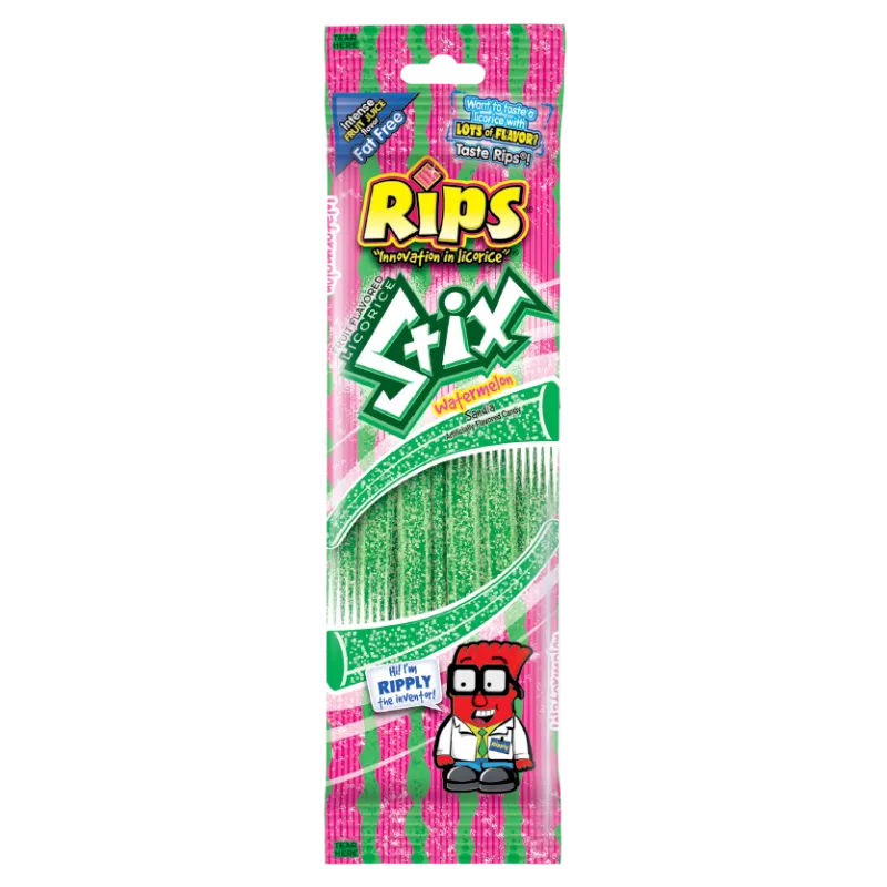 Rips Fruit Flavored Licorice Stix Watermelon