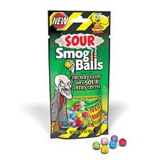 Smog Sour Balls Crunchy Candy With A Sour Chewy Center