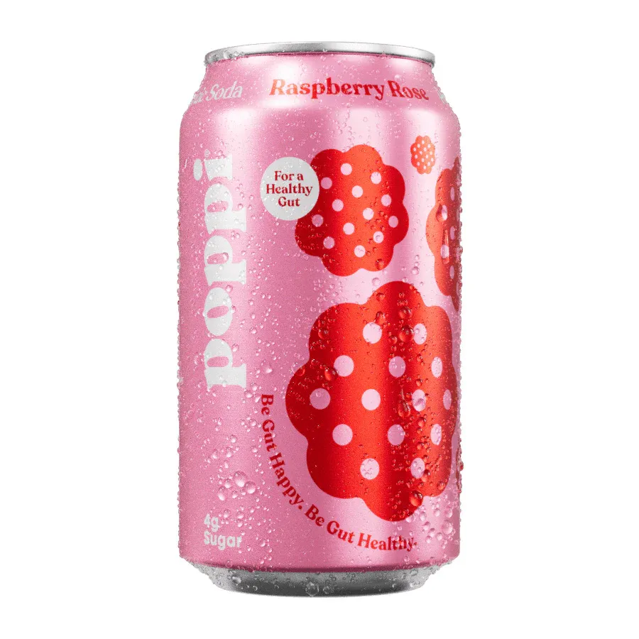 Poppi Raspberry Rose Prebiotic Soda ,355ml