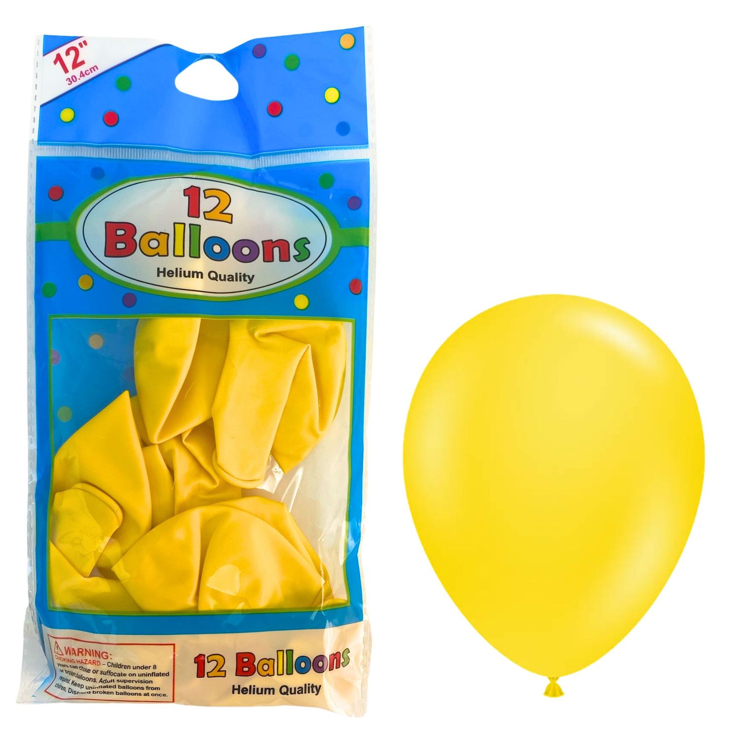 Alef Balloons Helium Quality 12pcs Yellow