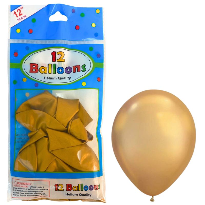 Alef Balloons Helium Quality 12pcs Gold