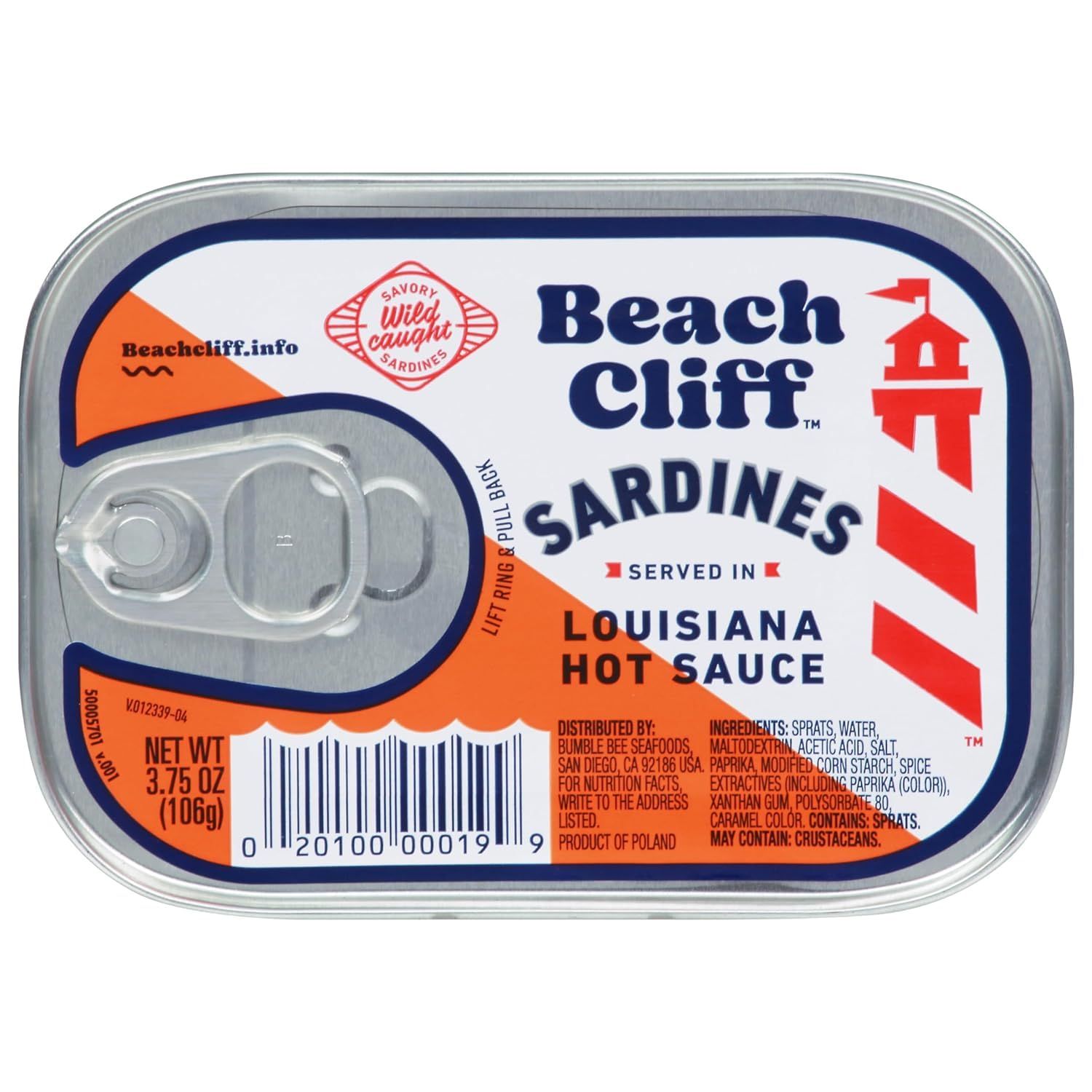 Beach Cliff  Sardines  Louisiana Hot Sauce , 106g