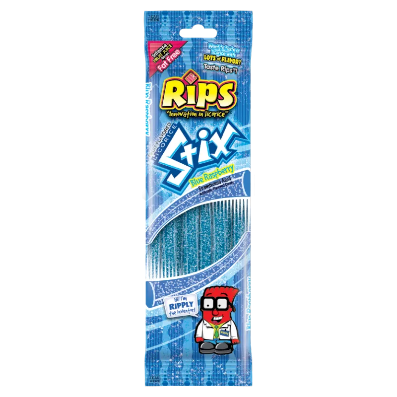 Rips Fruit Flavored Licorice Stix Blue Raspberry