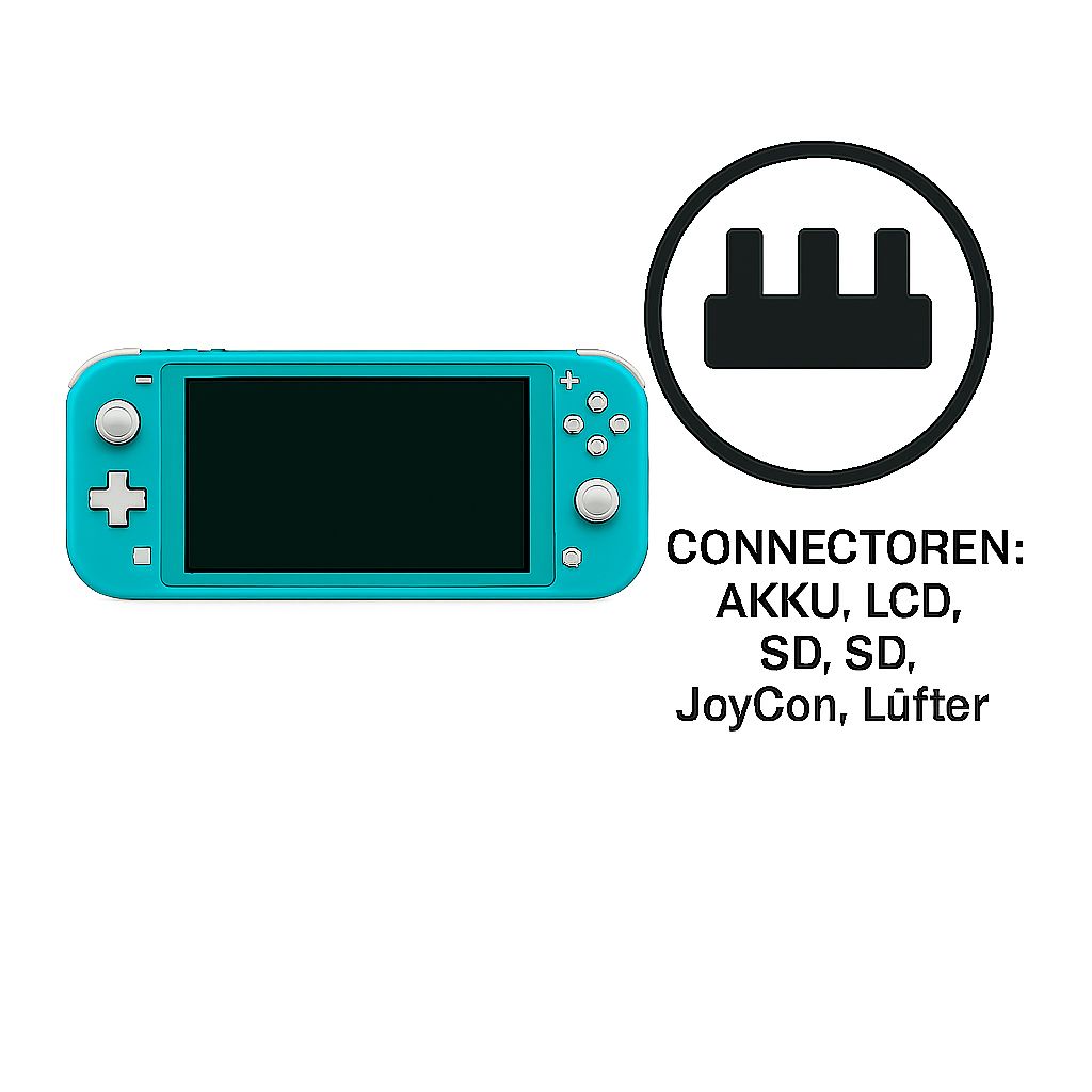 Connectoren: Akku, LCD, SD, JoyCon, Lüfter, Power
