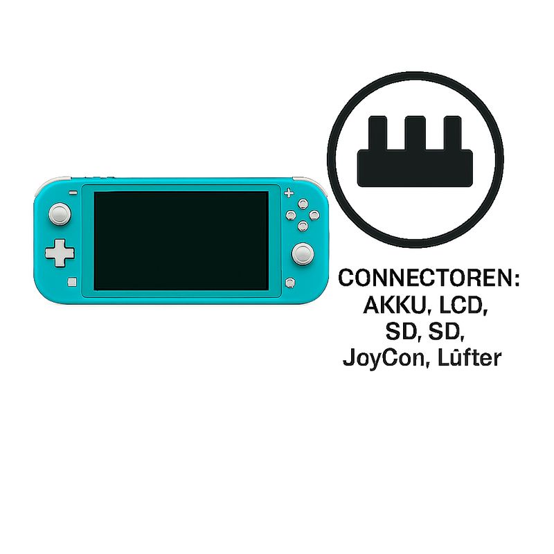 Switch Lite - Connectoren: Akku, LCD, SD, JoyCon, Lüfter, Power Switch Lite - Connectoren: Akku, LCD, SD, JoyCon, Lüfter, Power