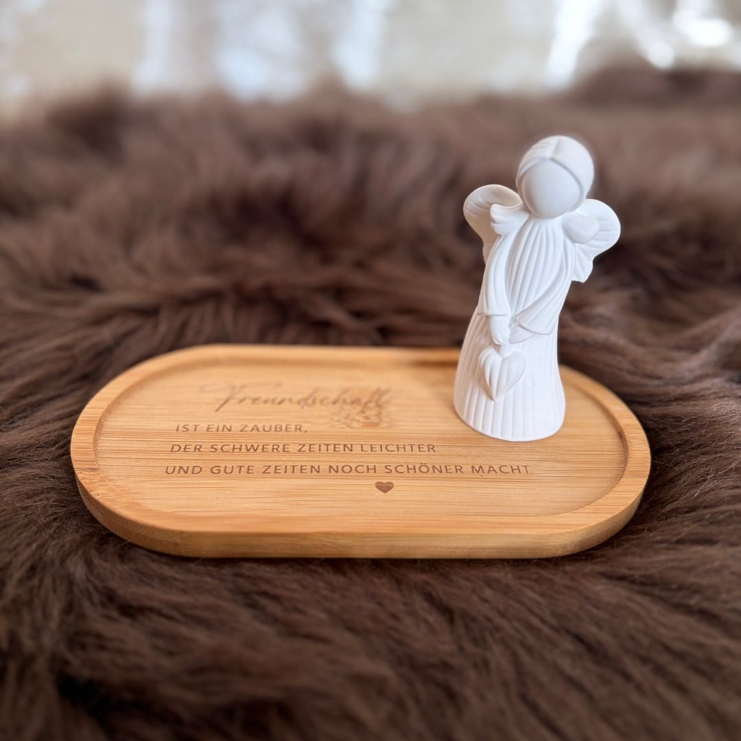 Herzensmoment Bambus-Tablett – mit Freundschaftssprüchen