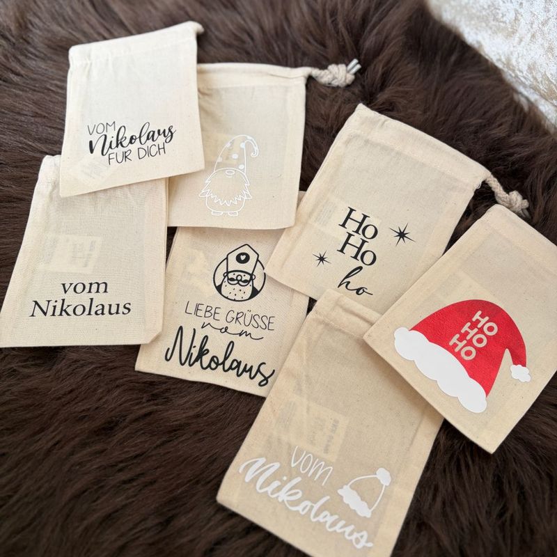 Mini Geschenksäckchen aus Baumwolle (mit Zugband & verschiedenen Designs)