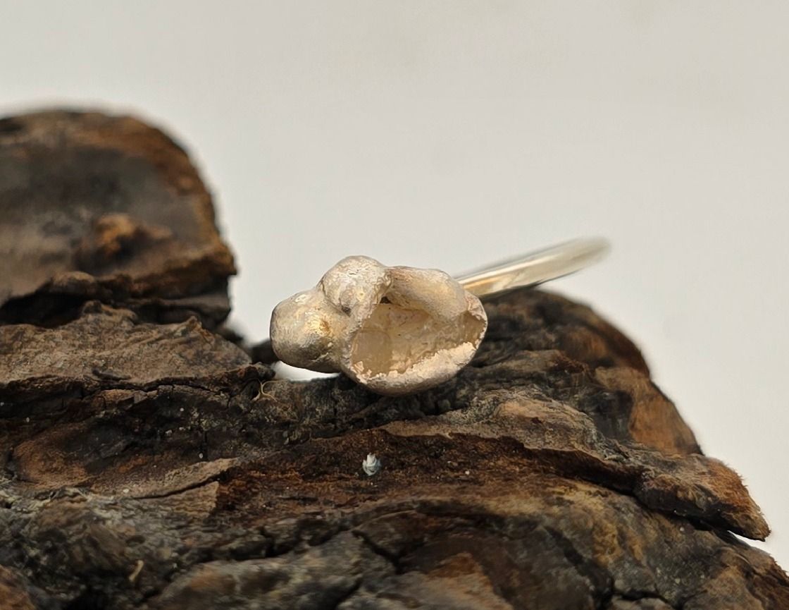 Artisan Silver Bobble Ring – Handmade Textured Sterling Silver on Delicate Wire Band