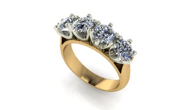 18ct Yellow Gold &amp; Platinum 4-Stone Diamond Ring – 2.00ct Total (GIA Certified)