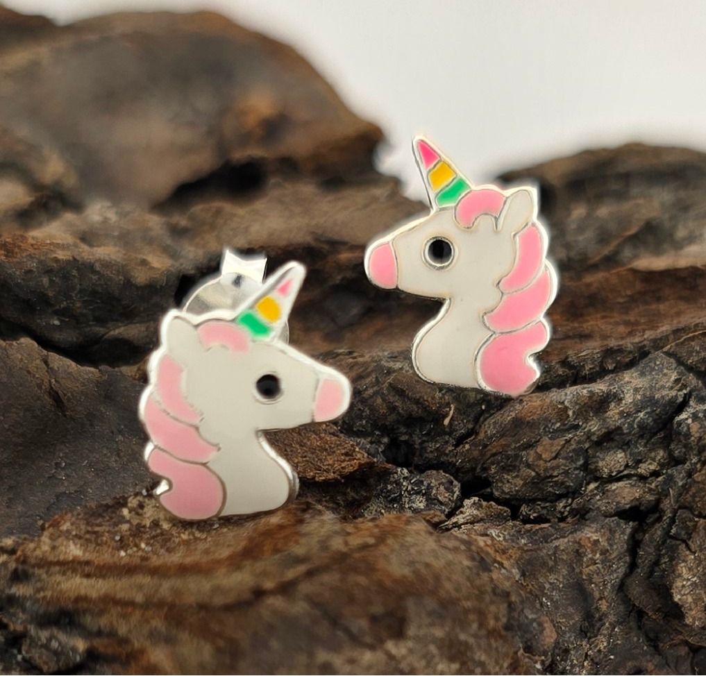 Enchanted Unicorn Studs – Sterling Silver with Vibrant Enamel Detail