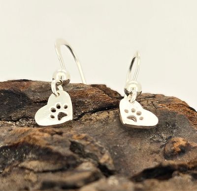 Paw &amp; Heart Drop Earrings – Sterling Silver Pet Lover Jewelry