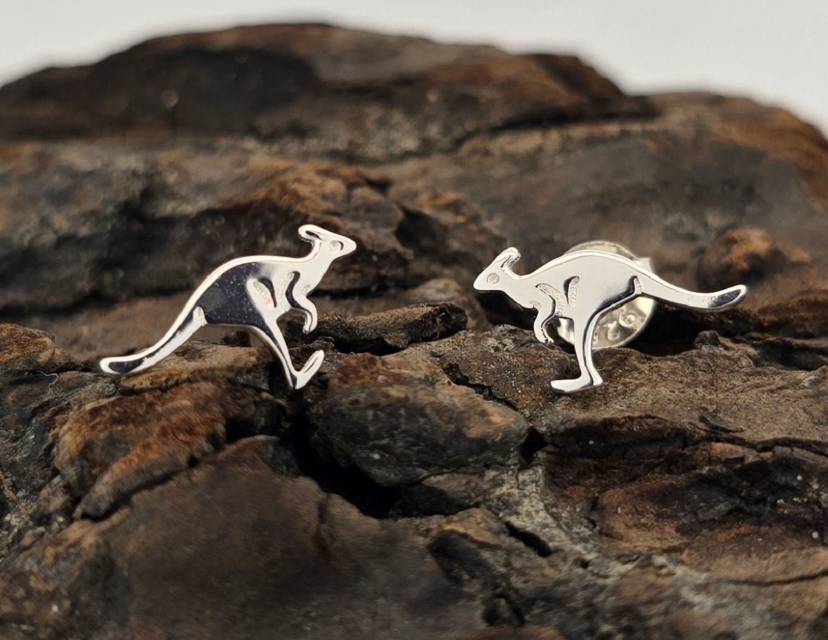 Dainty Sterling Silver Kangaroo Stud Earrings