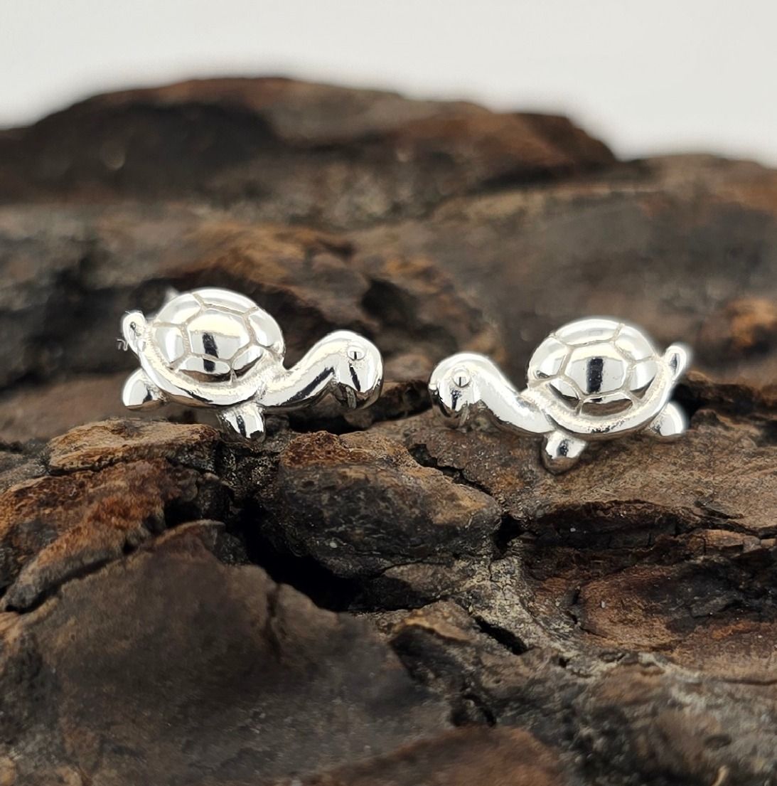 Serene Turtle Studs – Dainty Sterling Silver Sea Turtle Earrings