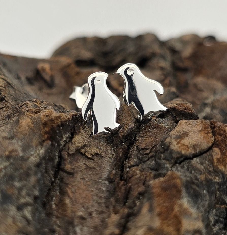 Polar Penguin Studs – Dainty Sterling Silver Penguin Earrings