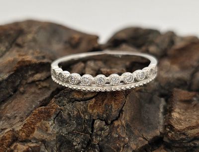 Tiara Twist Half Eternity Ring – Sterling Silver Dainty Crown-Inspired Band with CZ Accents