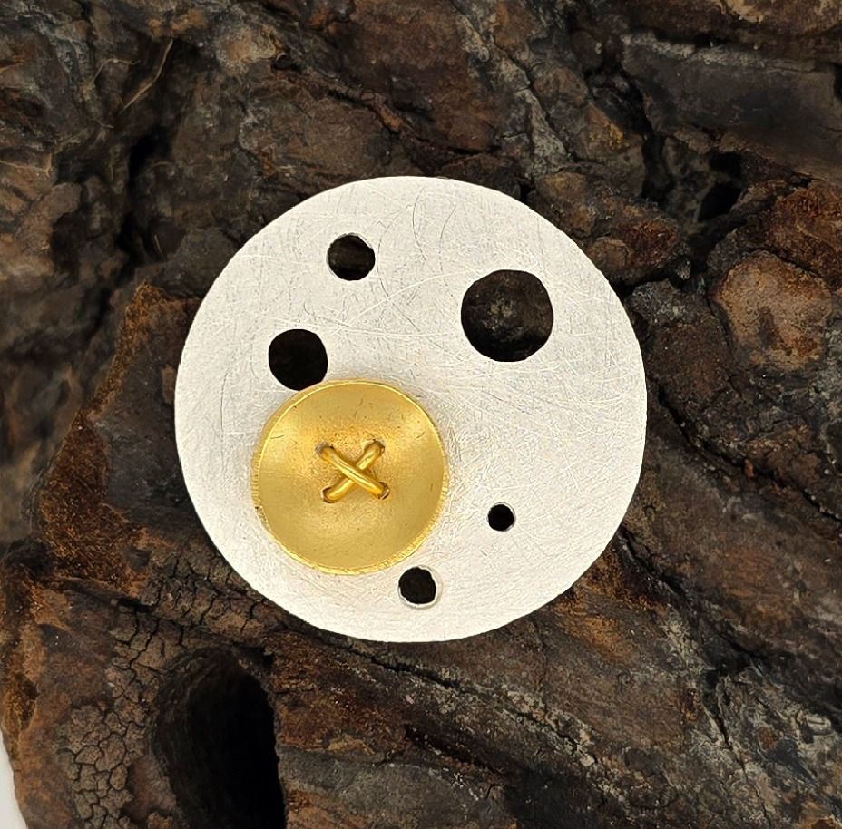 Flora &amp; Lunar Pendant – Sterling Silver &amp; Gold-Plated Moon Charm