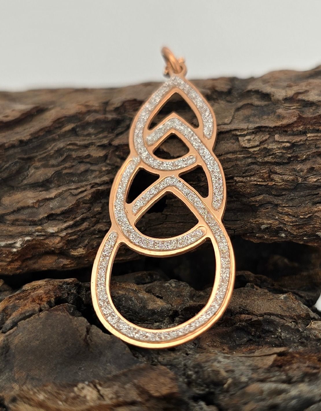 Eternal Grace Pendant – Rose Gold Plated Sterling Silver Teardrop Trio Necklace (45cm Chain)