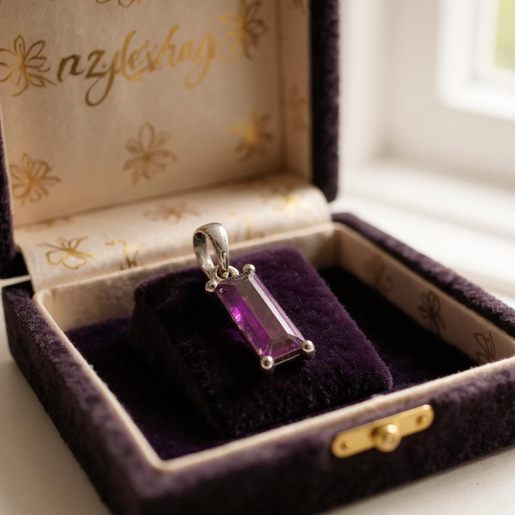 9ct Rose Gold Pink Tourmaline Pendant – 10.2x4.3mm Rectangular Solitaire in Four-Claw Setting