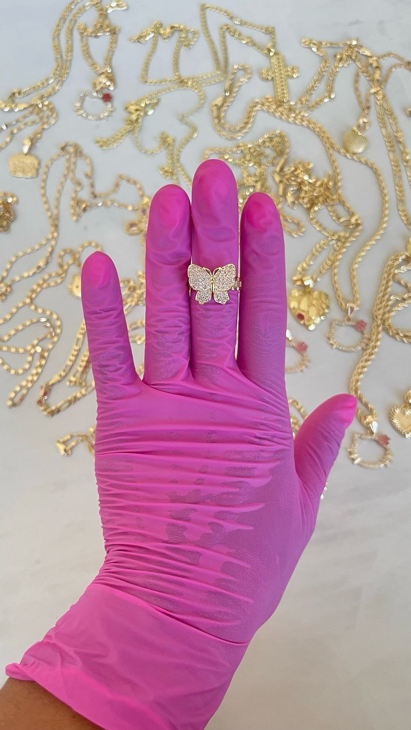 PINK DIAMOND CLUSTER BUTTERFLY RING