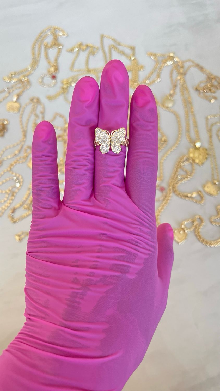 WHITE DIAMOND CLUSTER BUTTERFLY RING