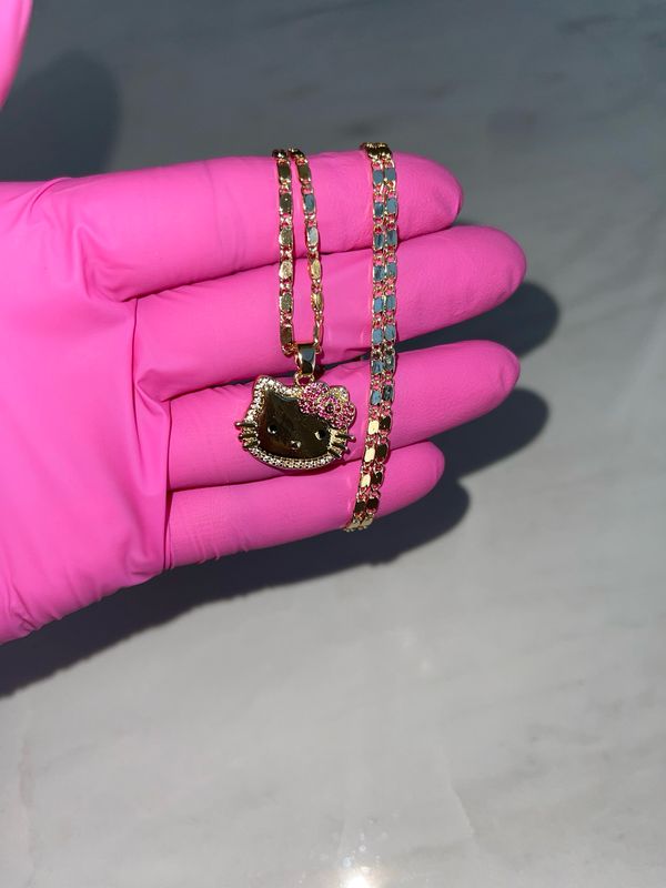 PINK BOW FACEPLATE HELLO KITTY NECKLACE