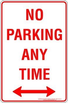 Carpark No Parking Any Time Span Arrow