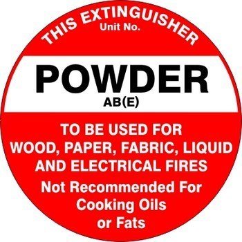 Fire Extinguisher Id Marker Powder Abe