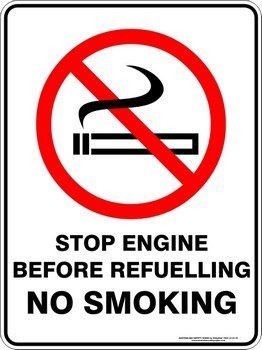 Prohibition Stop Engine Before Refuelling No Smoking
