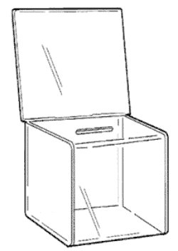 Ballot Box, Smoke, with Key Lock &amp; A5 Landscape Sign Holder. 66602