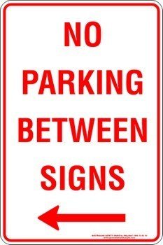 Carpark No Parking Between Signs Arrow Left
