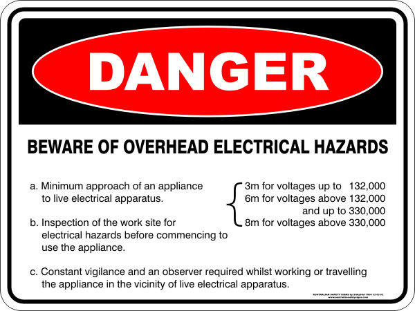 Danger Beware Of Overhead Electrical Hazards