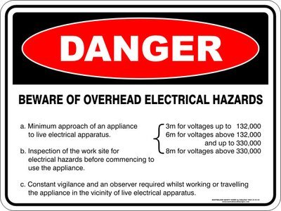 Danger Beware Of Overhead Electrical Hazards