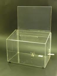 Ballot Box, Clear,  with Key Lock &amp; A5 Landscape Sign Holder. 66601