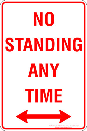 Carpark No Standing Any Time Span Arrow