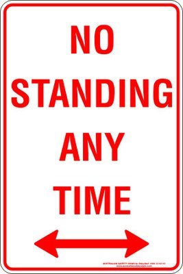 Carpark No Standing Any Time Span Arrow