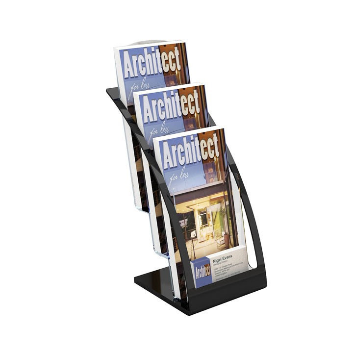DLE 3 Pocket (Leaflet) Brochure Holder .Multi Pocket. Manhattan 3 tier, Black Frame. 693604