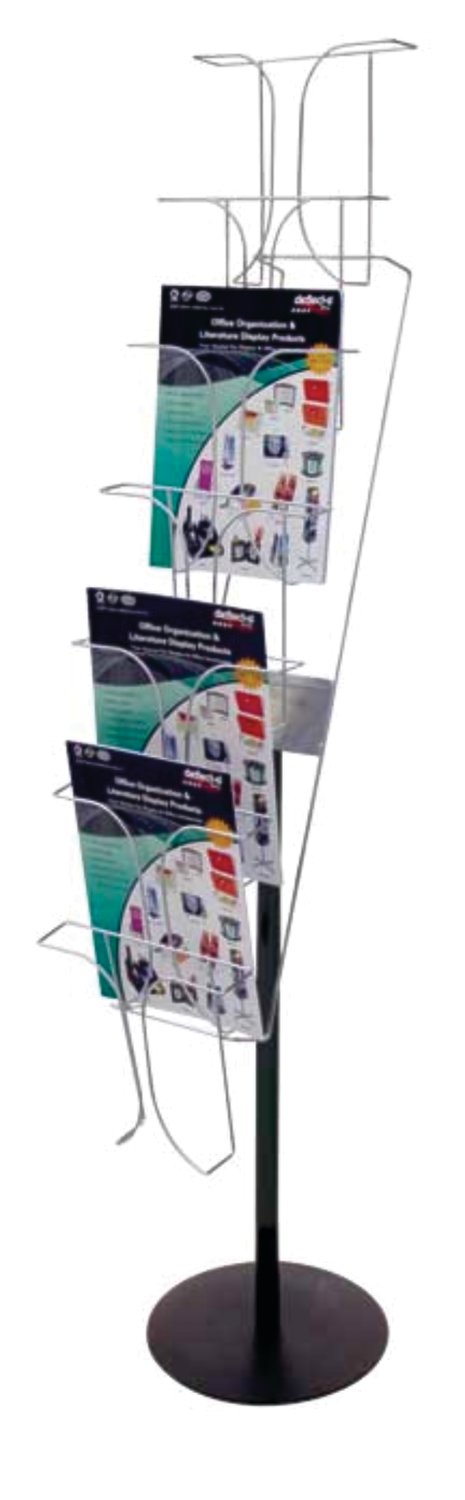 A4  7-POCKET, FIXED FLOOR STAND, CHROME WIRE HOLDER  78745