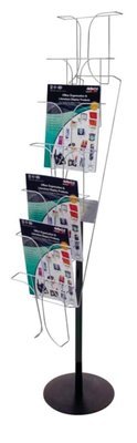A4  7-POCKET, FIXED FLOOR STAND, CHROME WIRE HOLDER  78745