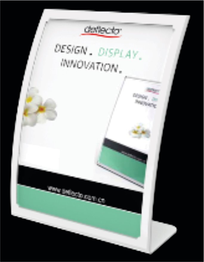 A4 CURVED SIGN HOLDER, WHITE, SINGLE-SIDED  2304W