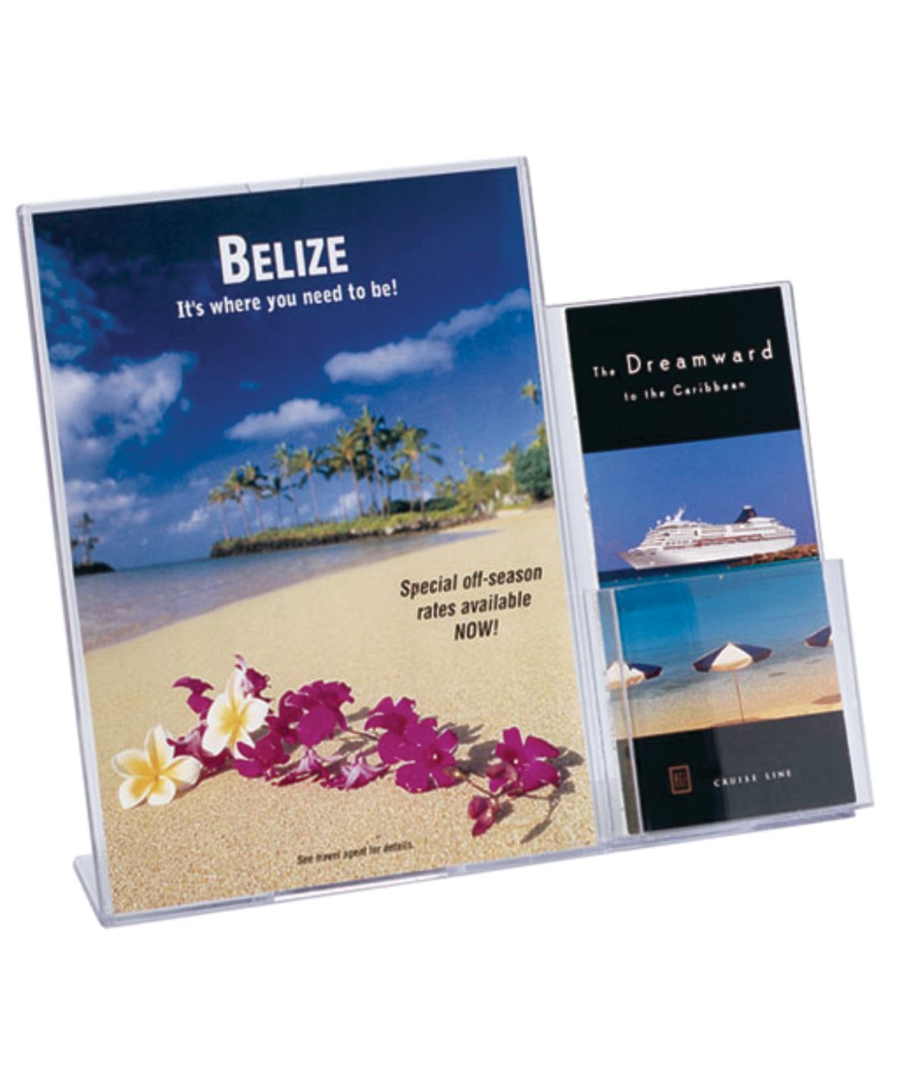 A4 SLANTED SIGN HOLDER WITH DLE BROCHURE HOLDER BESIDE  599401