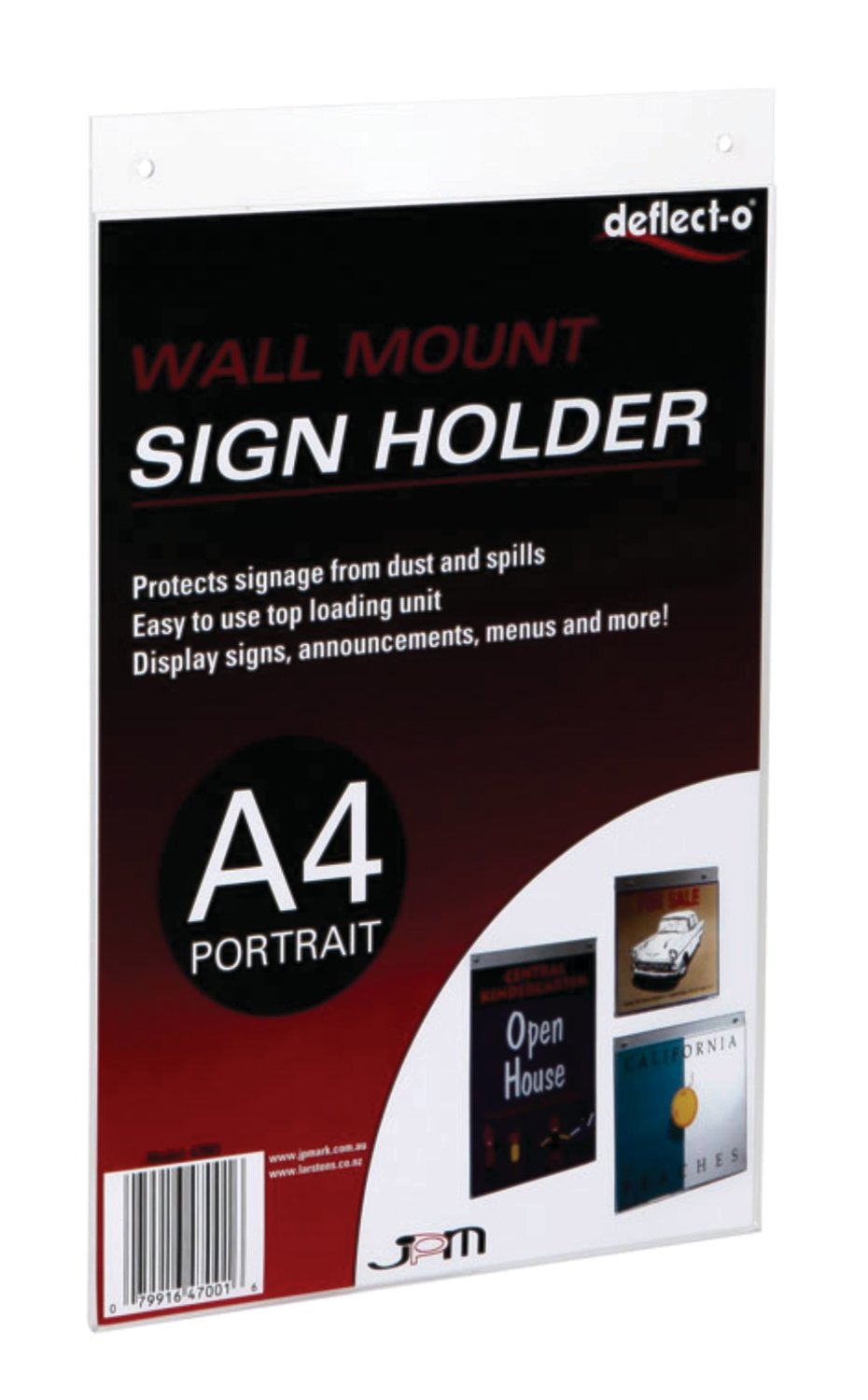 A4 WALL MOUNTING SIGN HOLDER, TOP LOADING, PORTRAIT, SINGLE-SIDED  47001