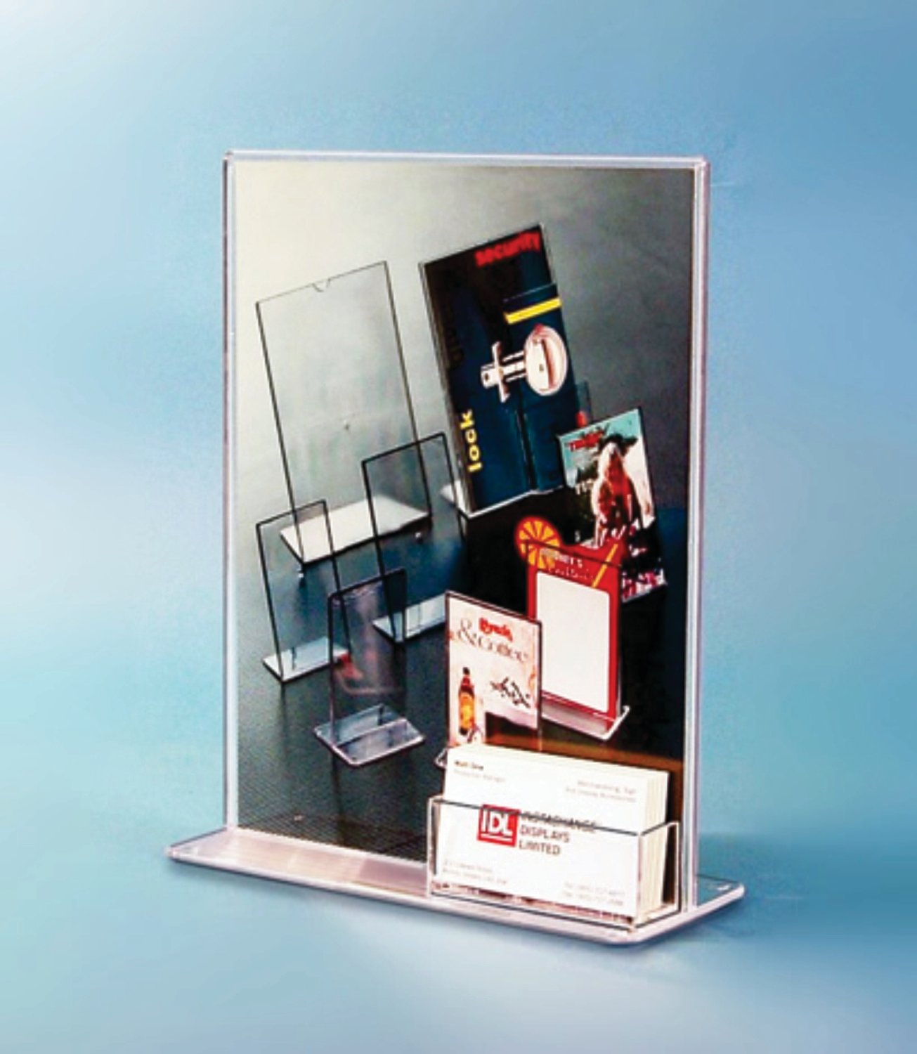 A4 MENU HOLDER WITH BUSINESS CARD HOLDER, PORTRAIT  47821