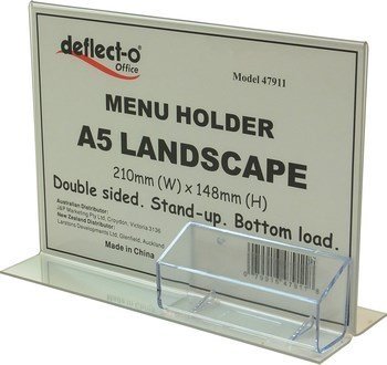 A5 MENU HOLDER WITH BUSINESS CARD HOLDER, LANDSCAPE  47931