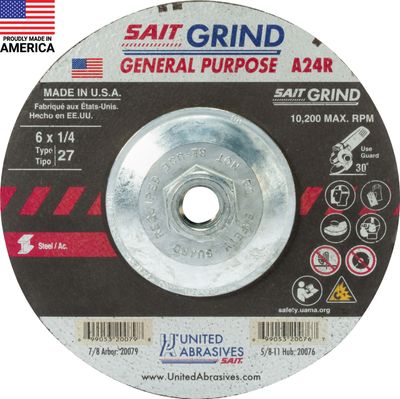 6x1/4x5/8-11"  Type 27 Grinding Wheel