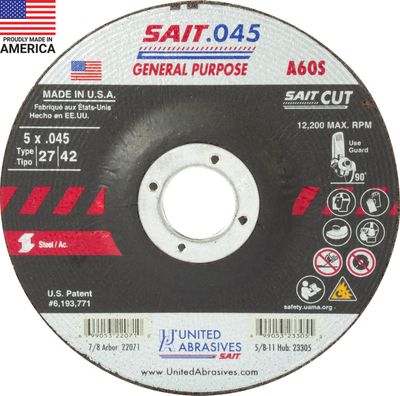 5x.045x7/8" Type 27 A/O Waffer CuttOff