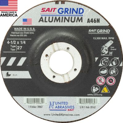4-1/2x1/4x7/8" Type 27 Aluminum Grinding Wheel