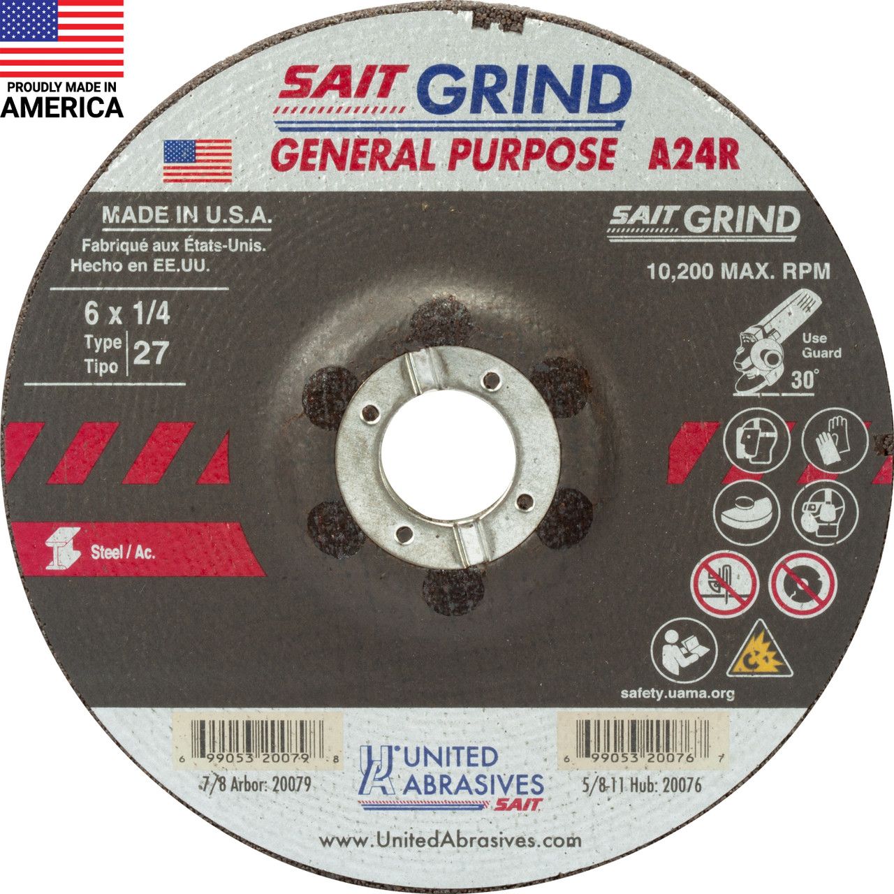 6x1/4x7/8" A24R Grinding Wheel
