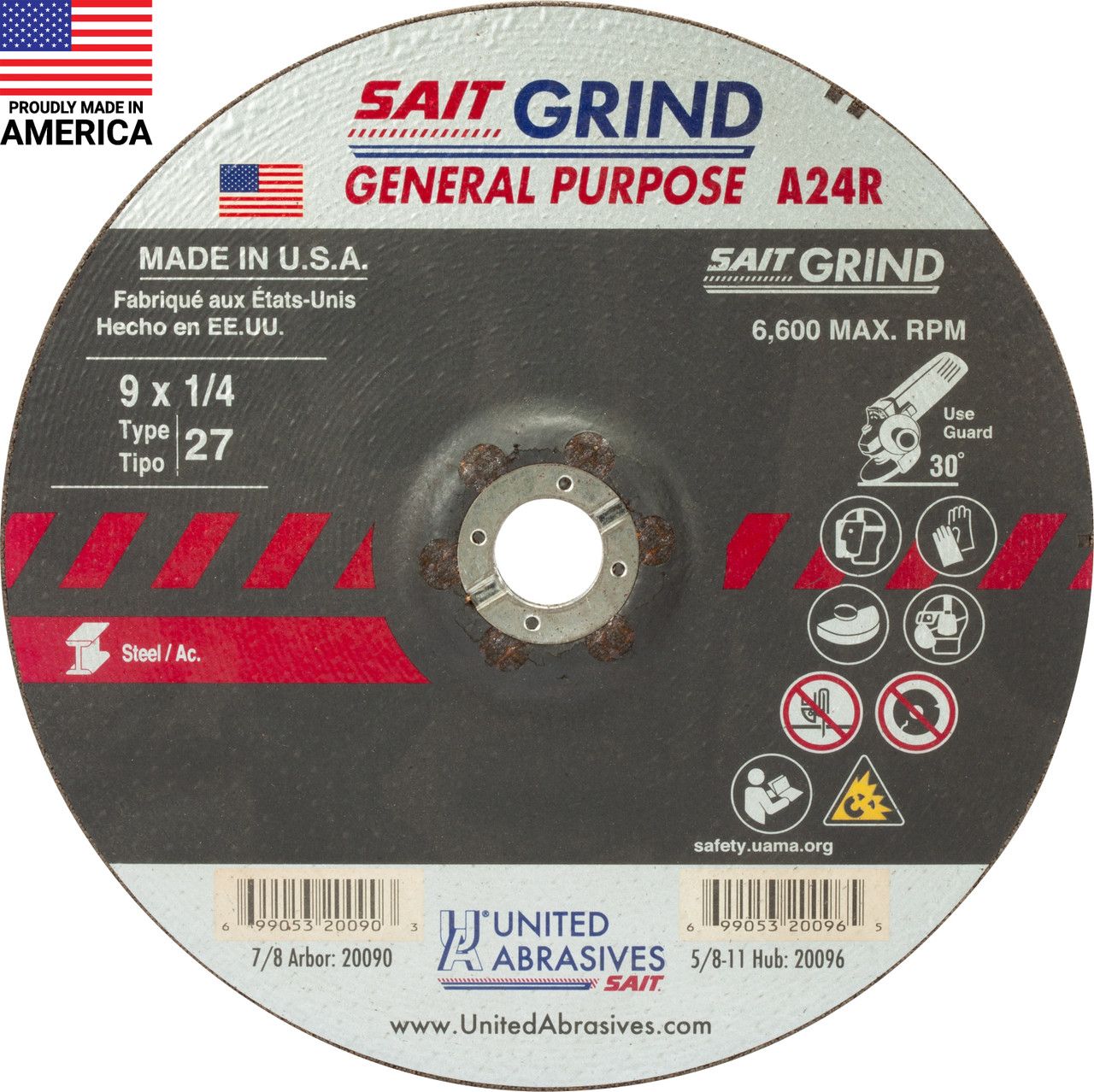 9x1/4x7/8" Type 27 Grinding Wheel
