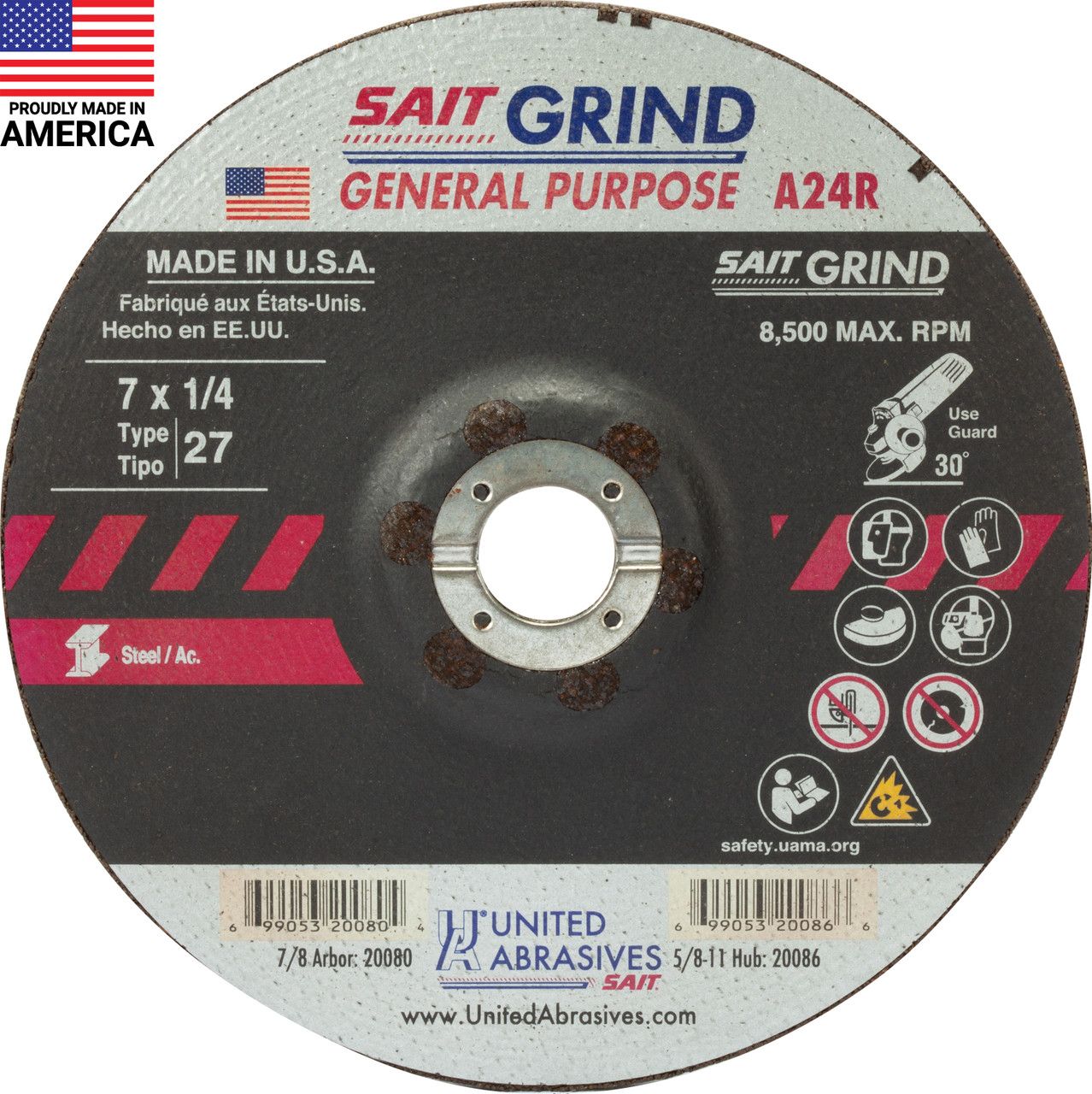 7x1/4x7/8" A24R Grinding Wheel
