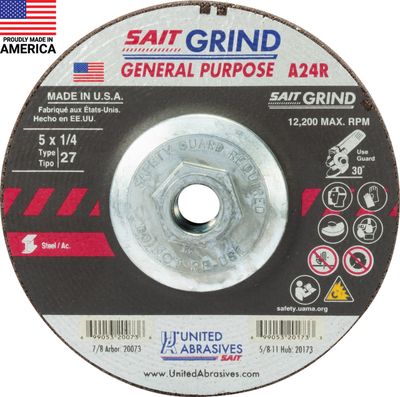 5x1/4x5/8-11" A24R Grinding Wheel